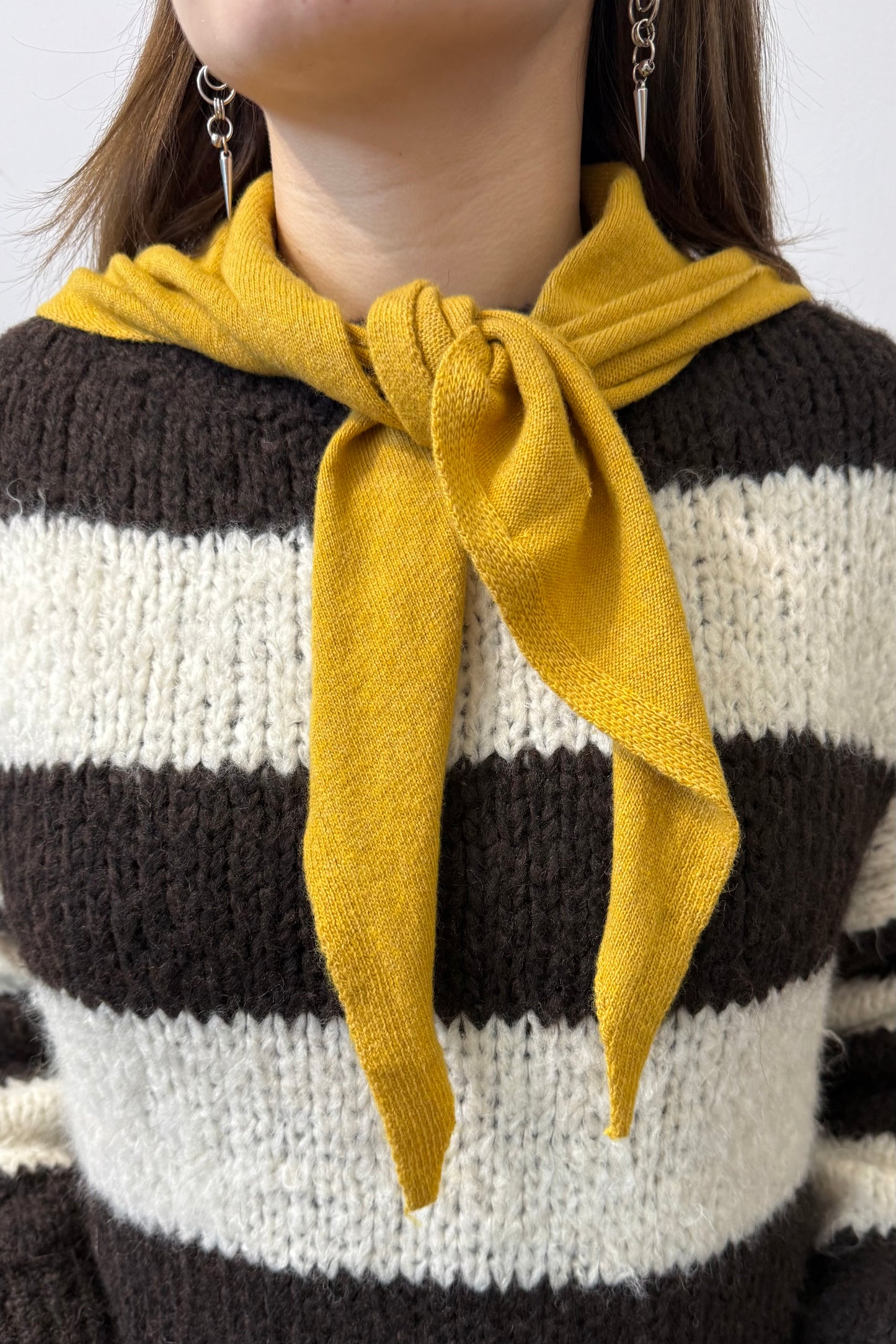 Dina Cashmere Triangle Scarf -Mustard