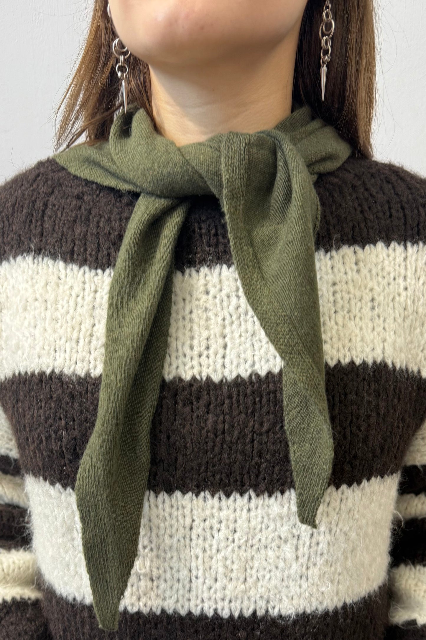 Dina Cashmere Triangle Scarf -Khaki