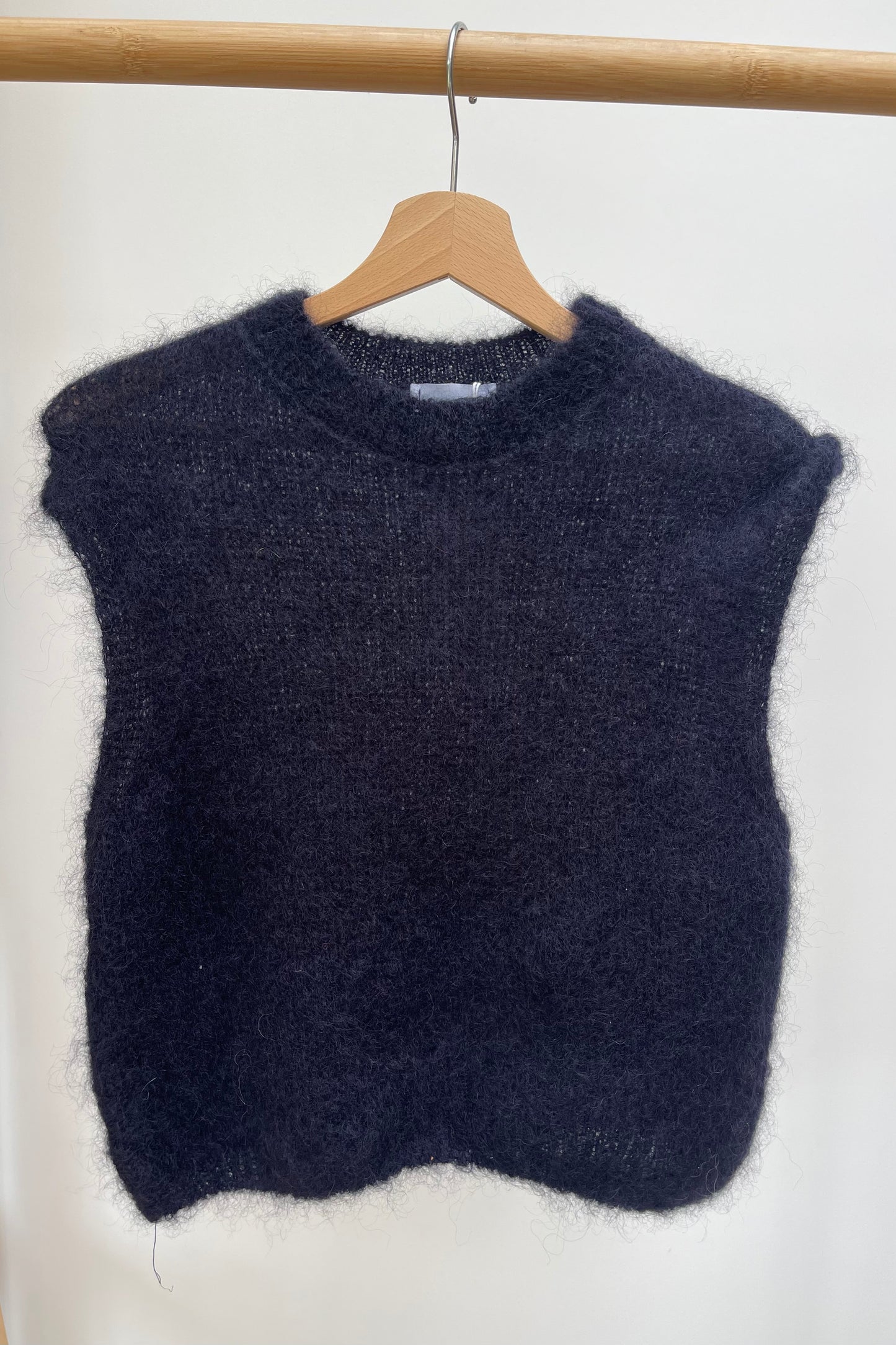 Mohair waistcoat round neck Navy Blue