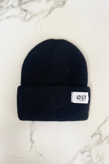 Black Angora Beanie