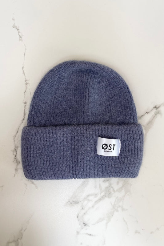 Denim Blue beanie in angora warm hat