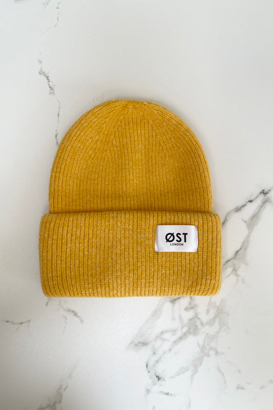 Angora Knitted Beanie warm hat Yellow 