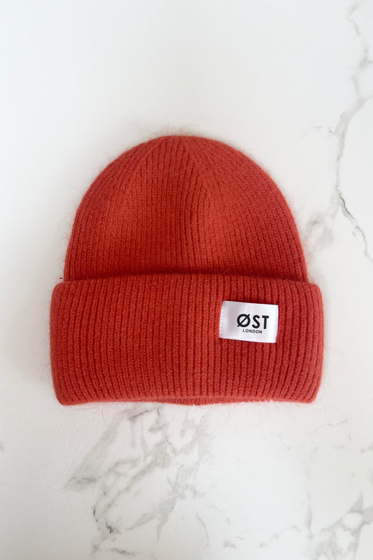 Orange Angora Beanie warm hat