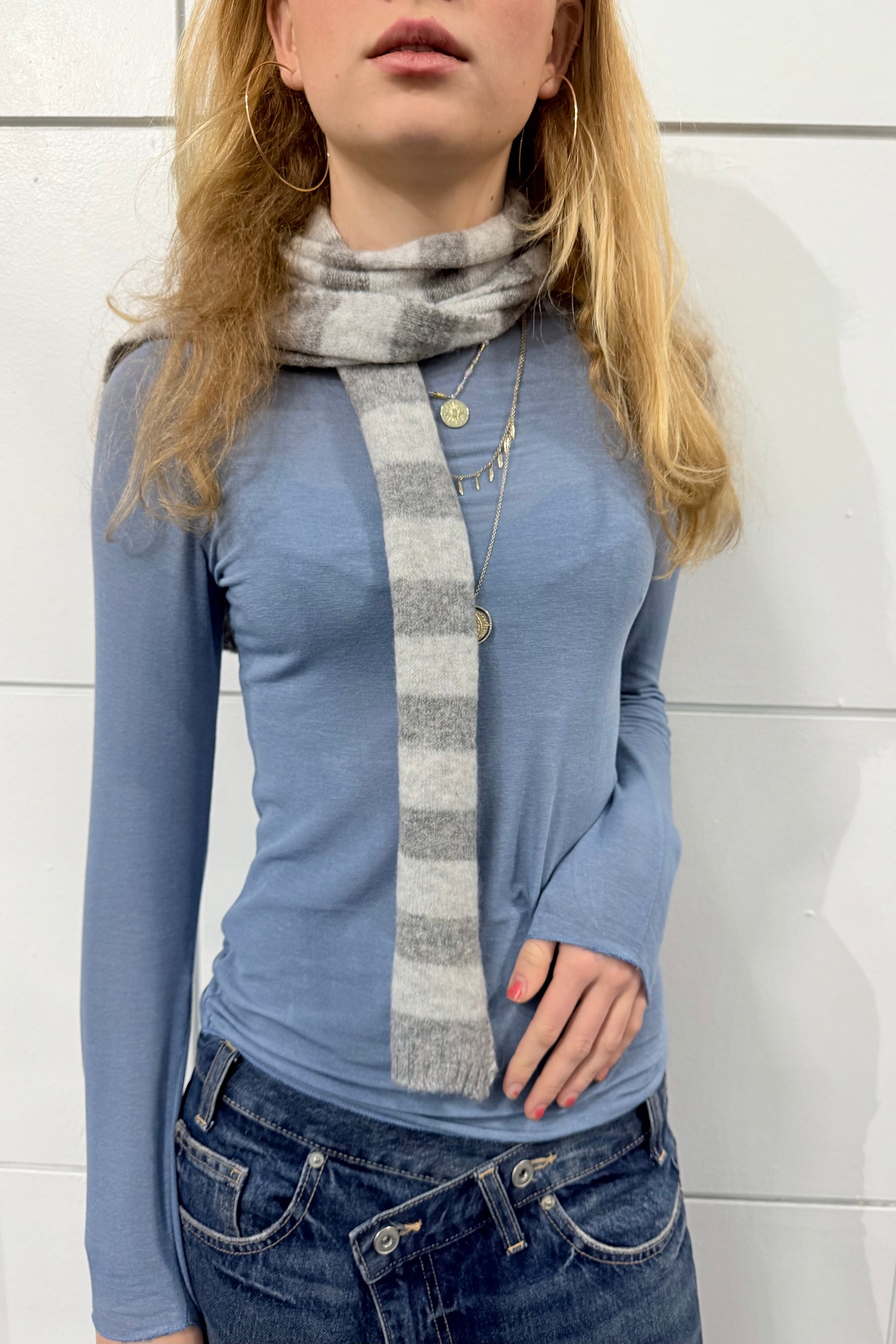Gunhild Long Striped Scarf -Grey - Øst London
