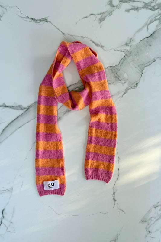 Gunhild Long Striped Scarf -Pink/Orange