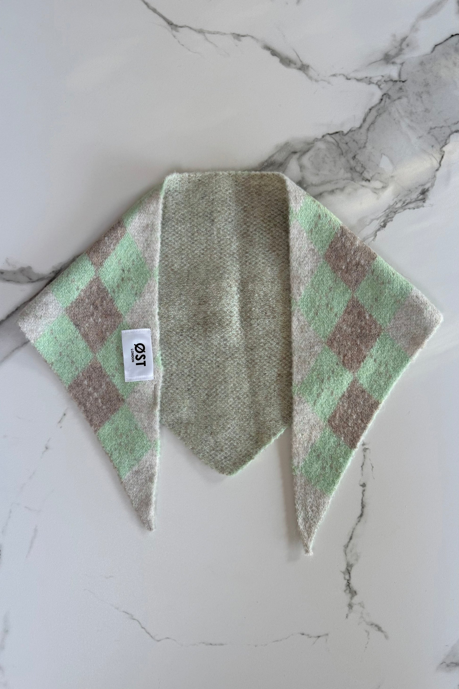 Argyle Triangle Scarf -Mint - Øst London
