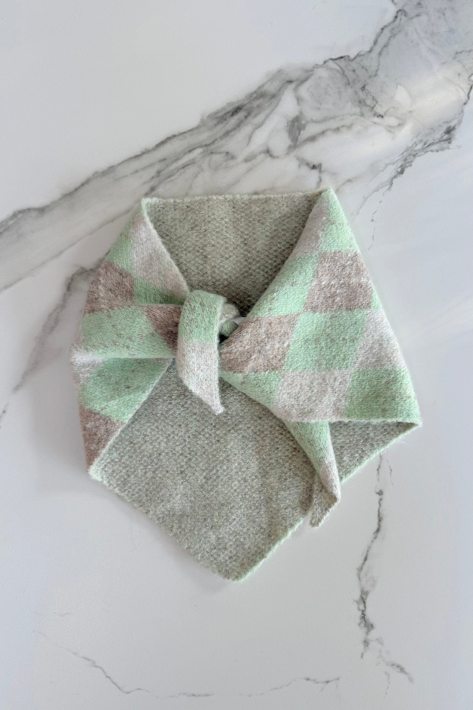 Argyle Triangle Scarf -Mint - Øst London