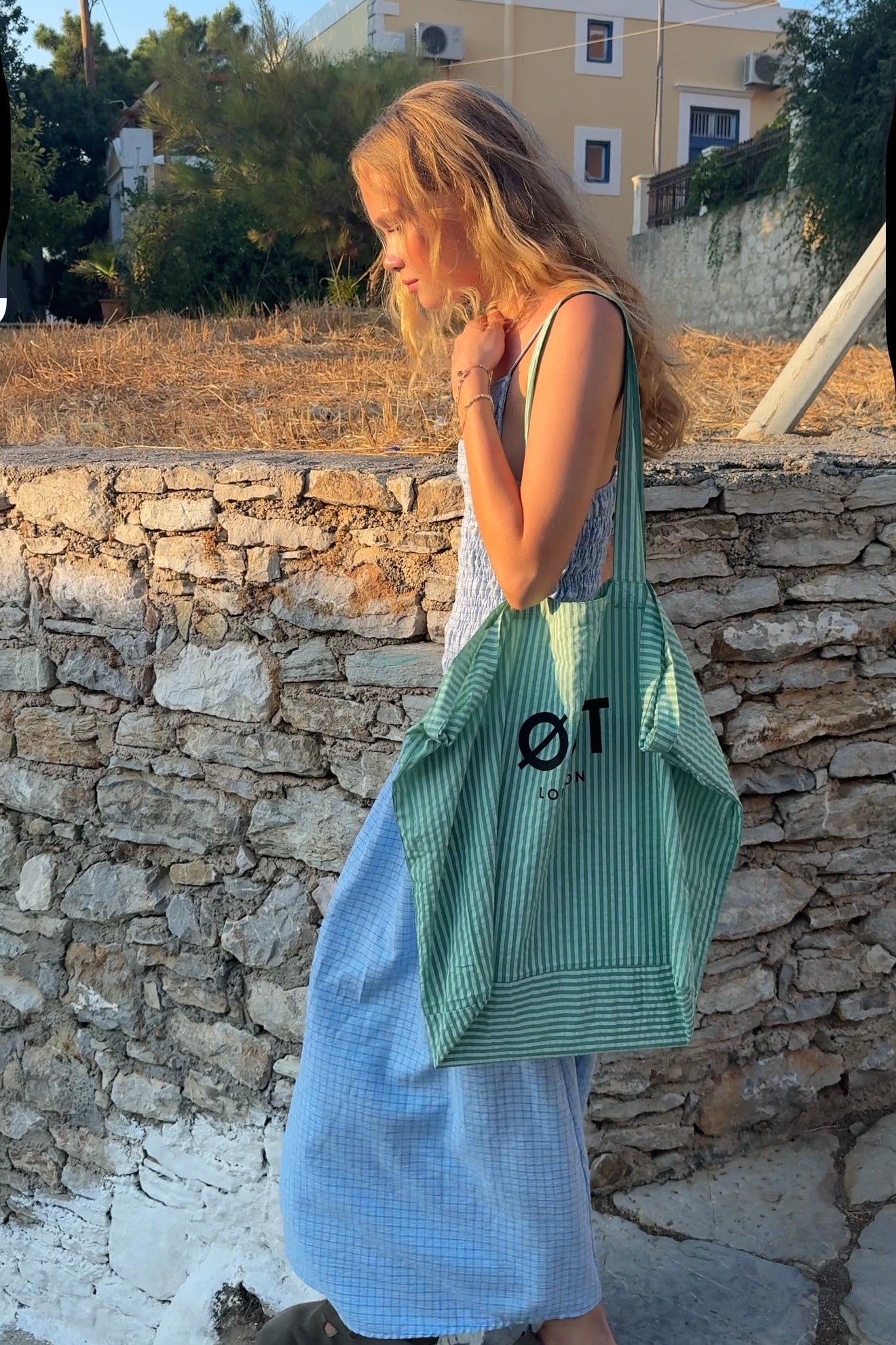 Striped Summer Bag -Green - Øst London