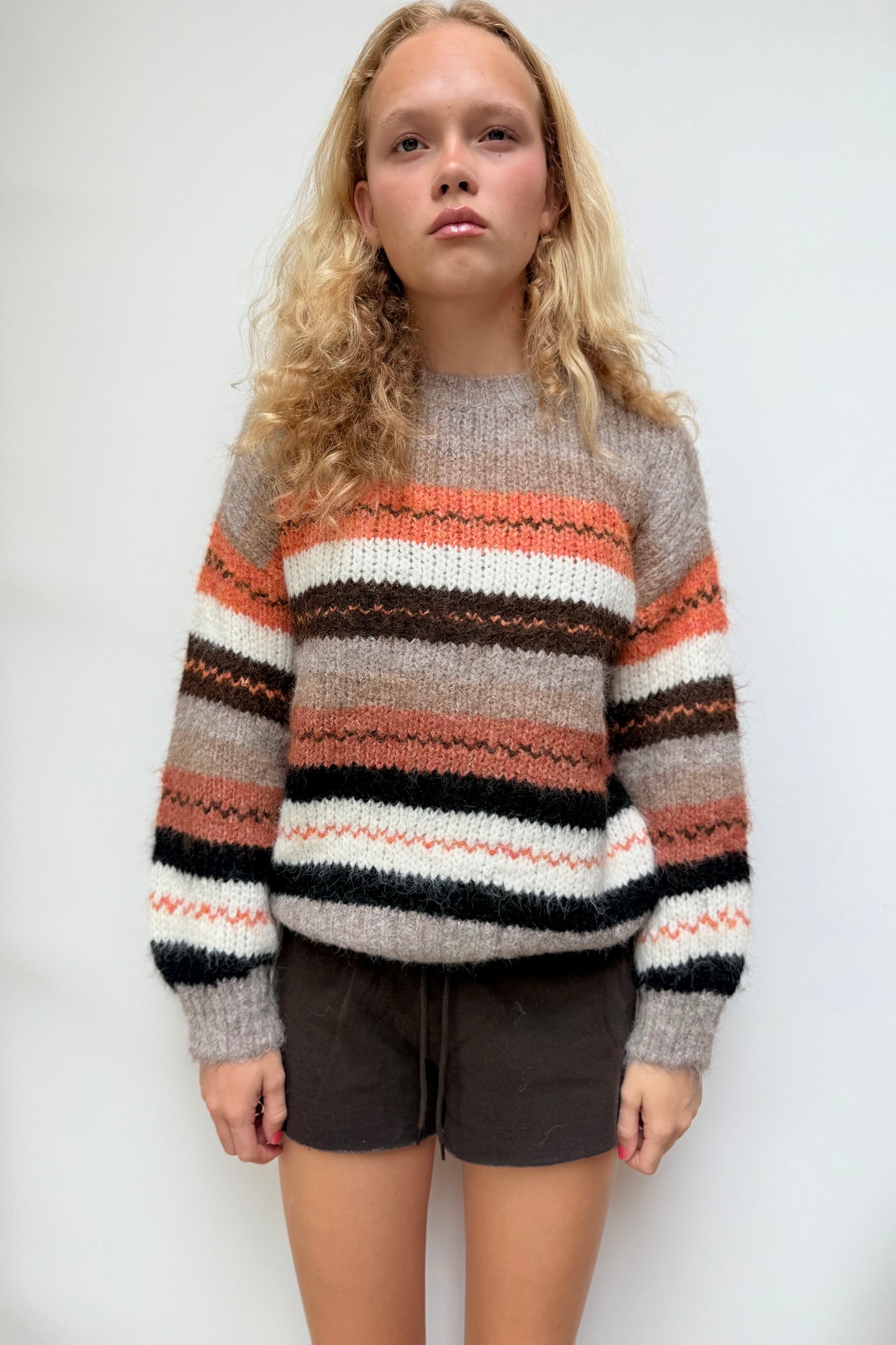 Grethe Crewneck Wool Jumper -Orange