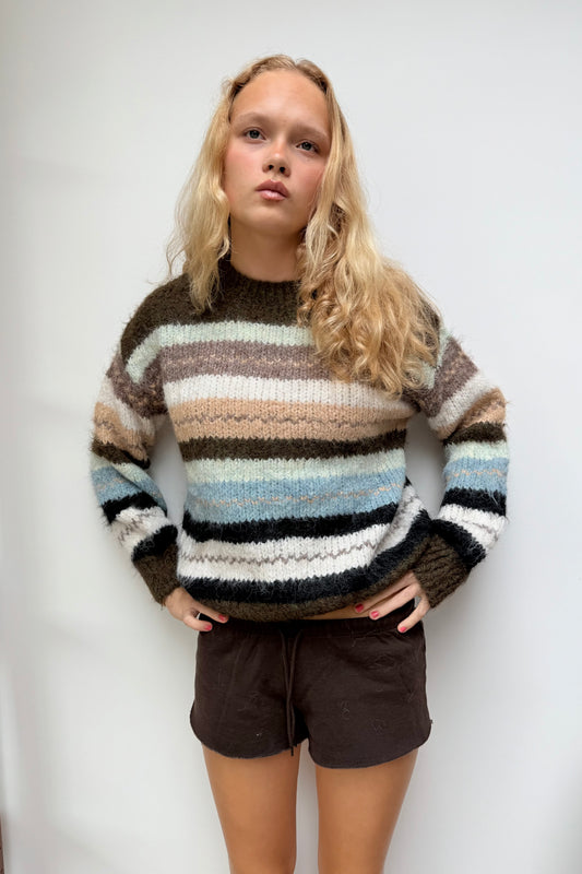 Grethe Crewneck Wool Jumper -Brown