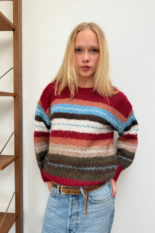 Grethe Crewneck Wool Jumper -Burgundy