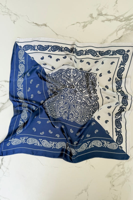 Vilja Scarf -Blue/White Paisley