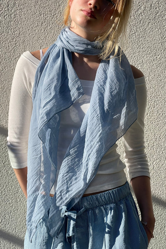 Bodil Silk Cotton Scarf -Light Blue