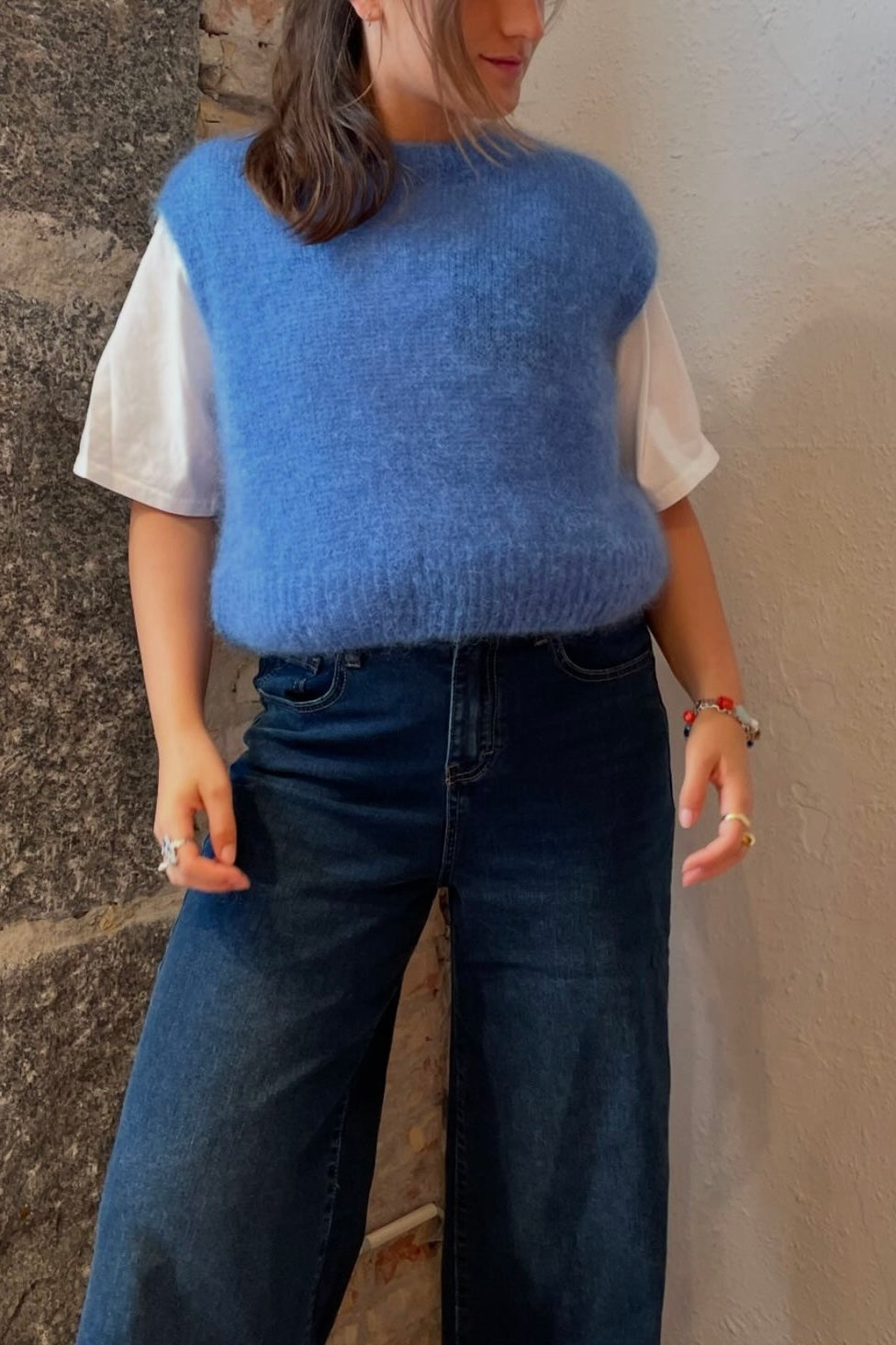 Monika Cropped Mohair Vest -Cornflower Blue – Øst London