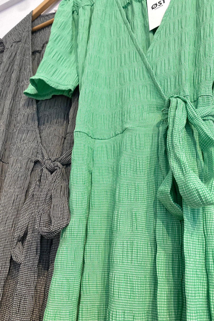 Green and White Midi Vera Wrap Dress