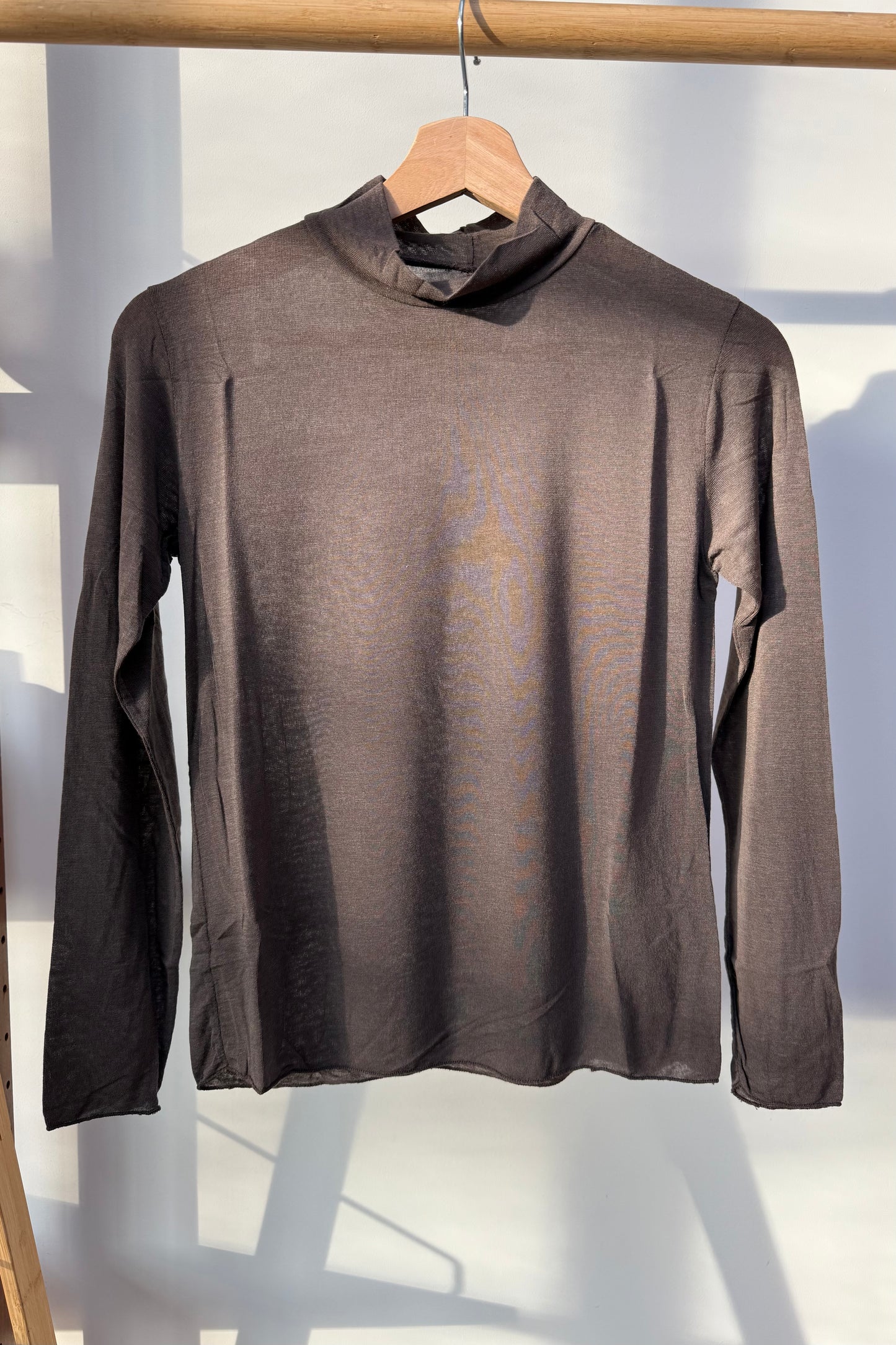 Mille Cashmere Base layer Mock Neck Top -Brown