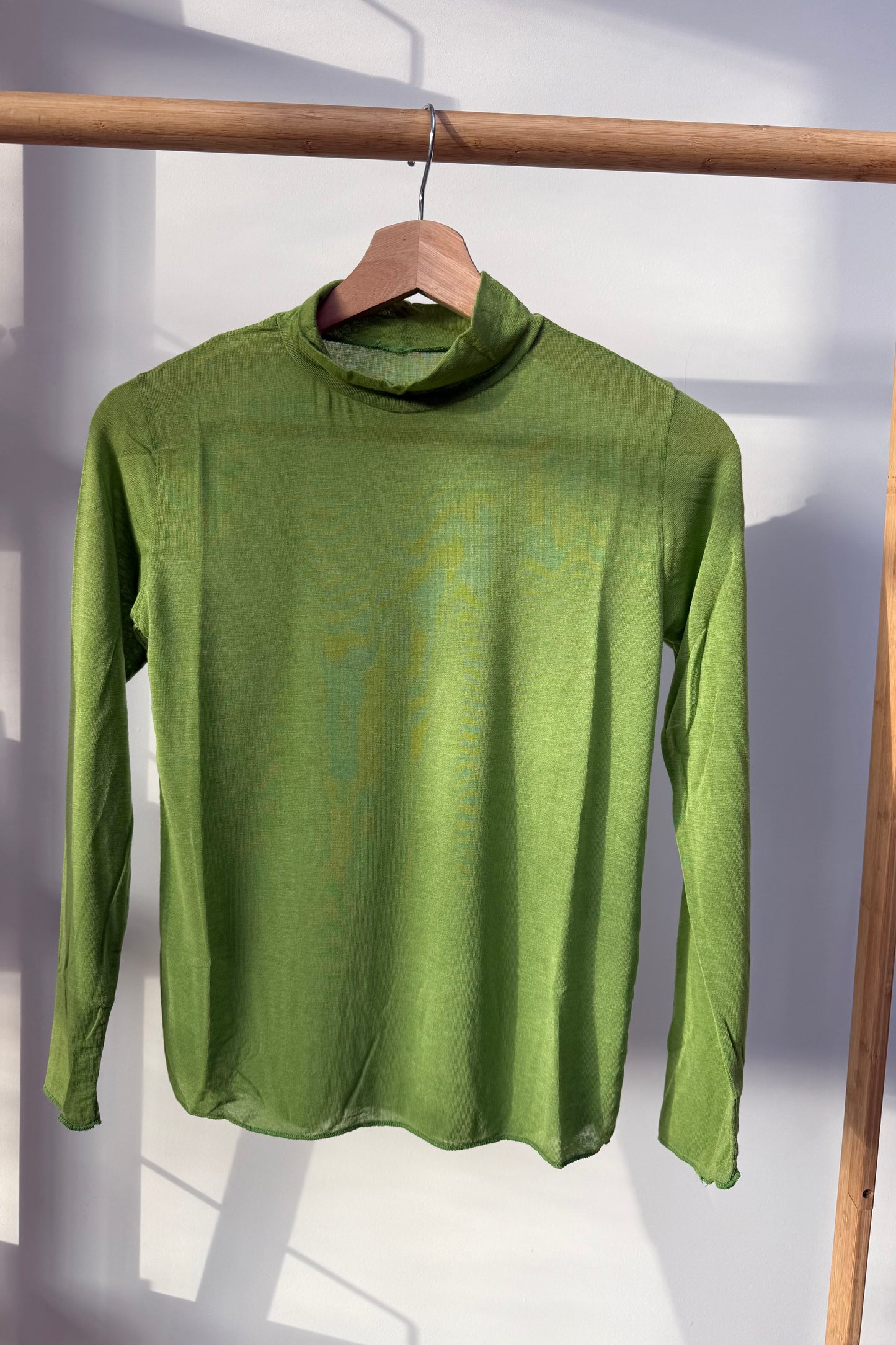 Mille Cashmere Base layer Mock Neck Top -Green