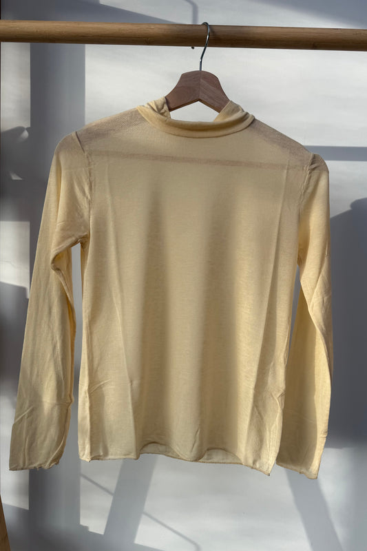 Mille Cashmere Base layer Mock Neck Top -Butter Yellow