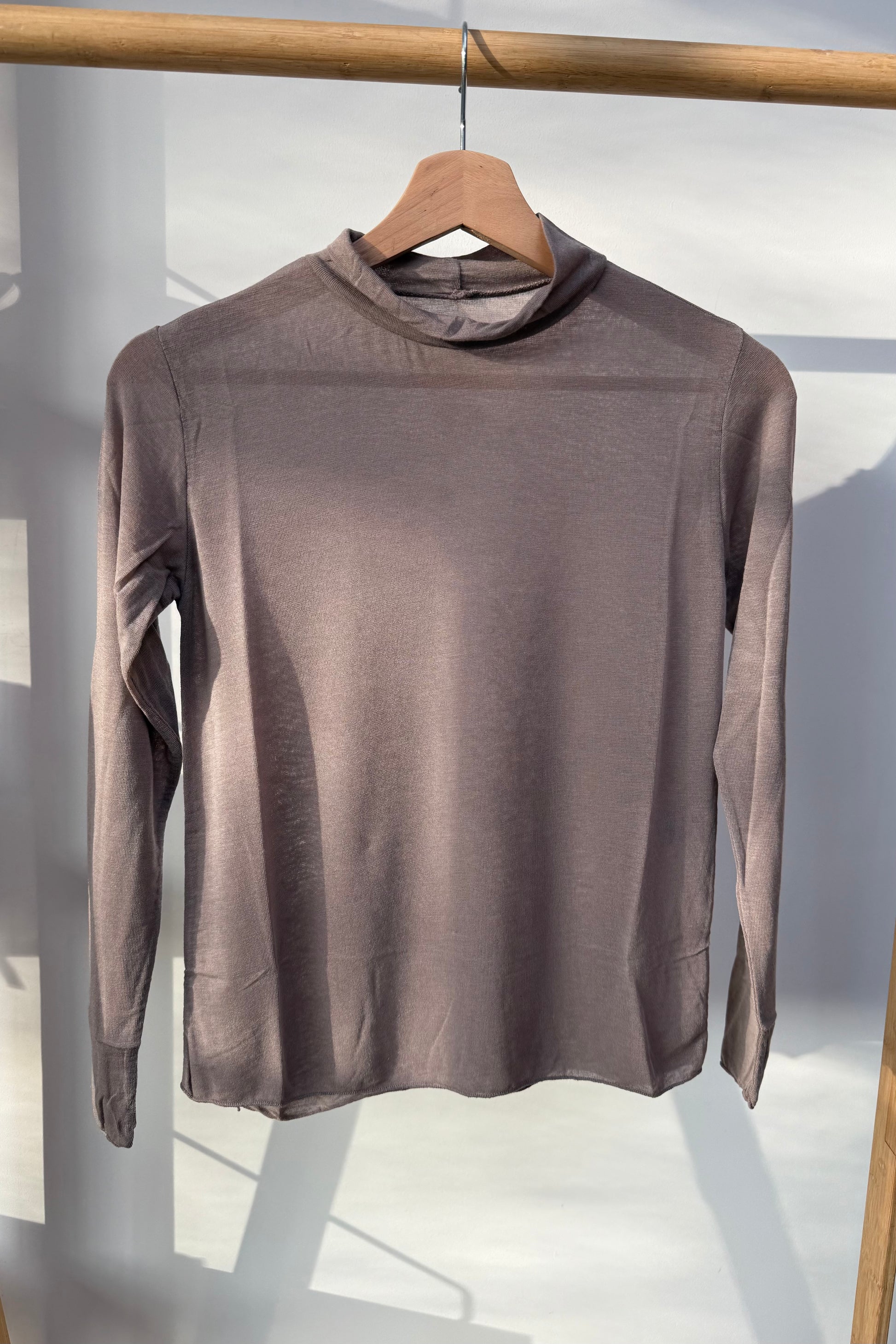 Mille Cashmere Base layer Mock Neck Top -Elephant - Øst London