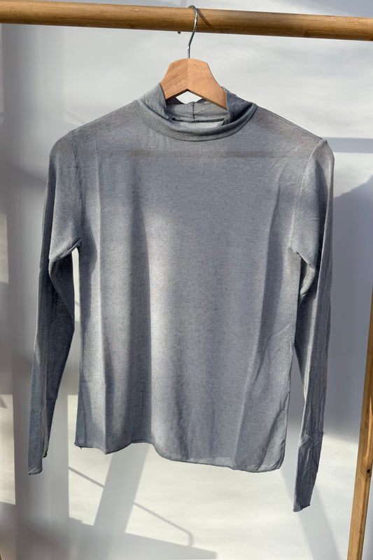 Mille Cashmere Base layer Mock Neck Top -Grey