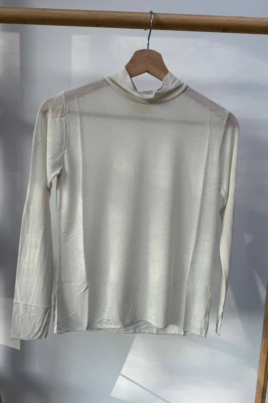 Mille Cashmere Base layer Mock Neck Top -White - Øst London