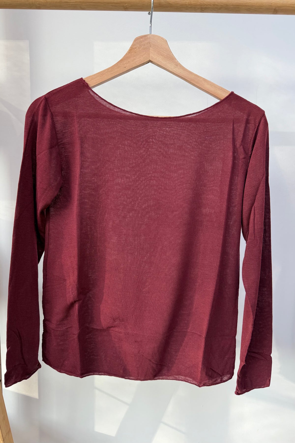Sandra Cashmere Base Layer Wide Neck Top -Bordeaux - Øst London