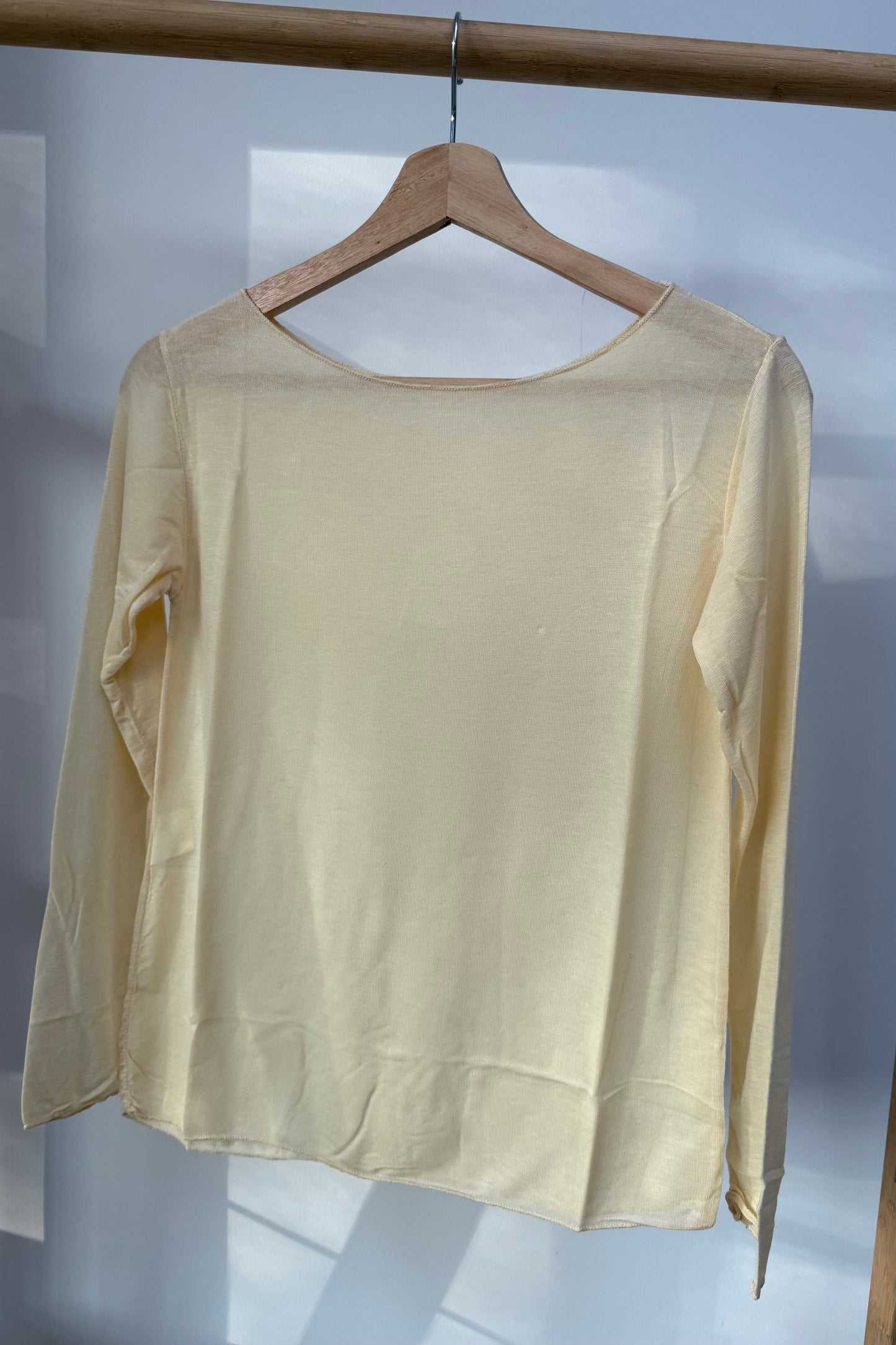 Sandra Cashmere Base Layer Wide Neck Top -Butter Yellow