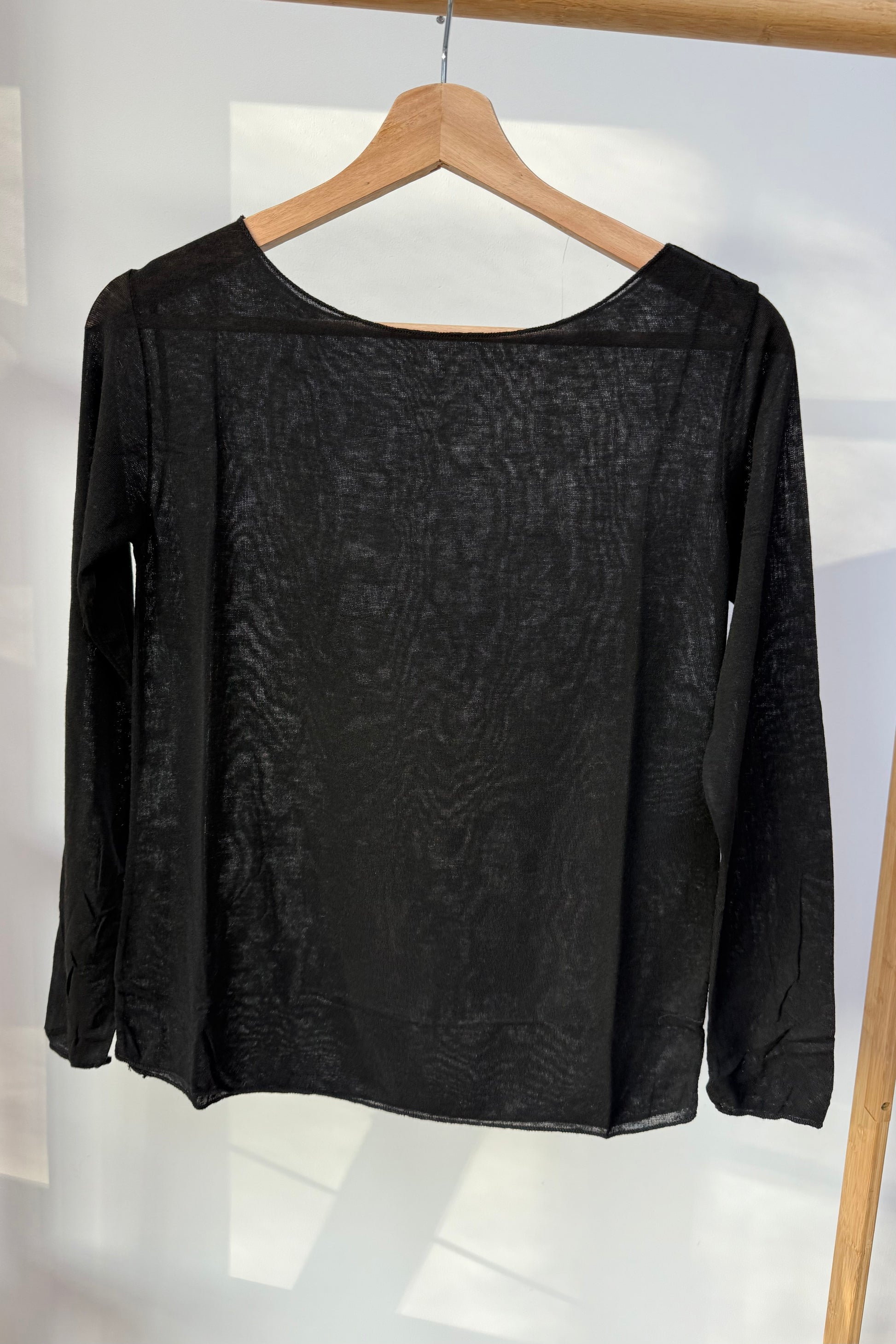 Sandra Cashmere Base Layer Wide Neck Top -Black - Øst London