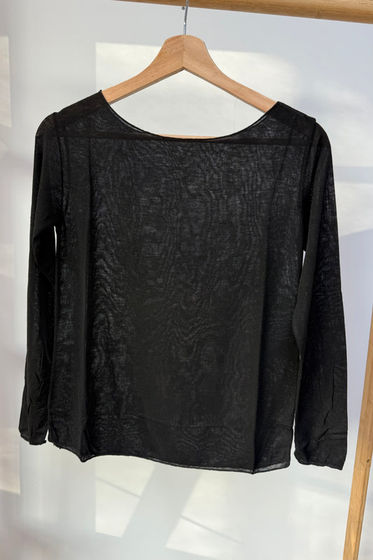 Sandra Cashmere Base Layer Wide Neck Top -Black - Øst London