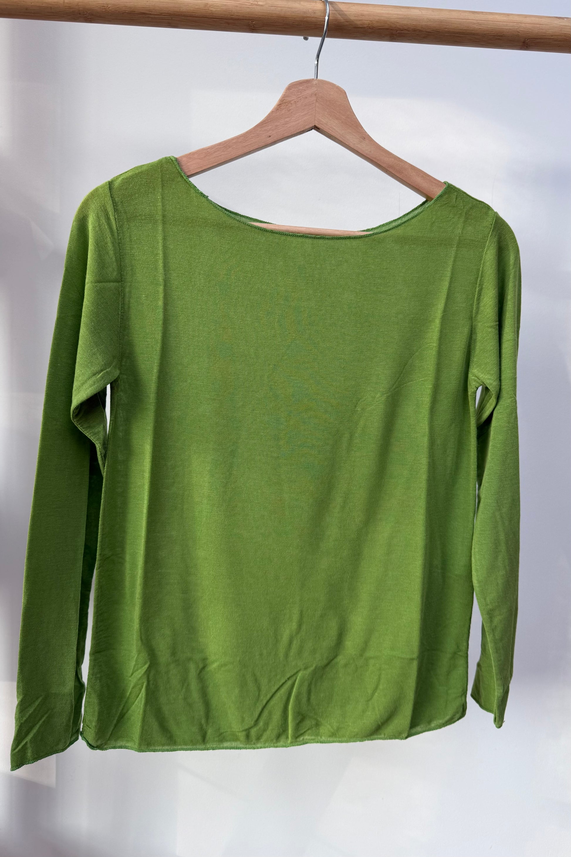 Sandra Cashmere Base Layer Wide Neck Top -Green - Øst London