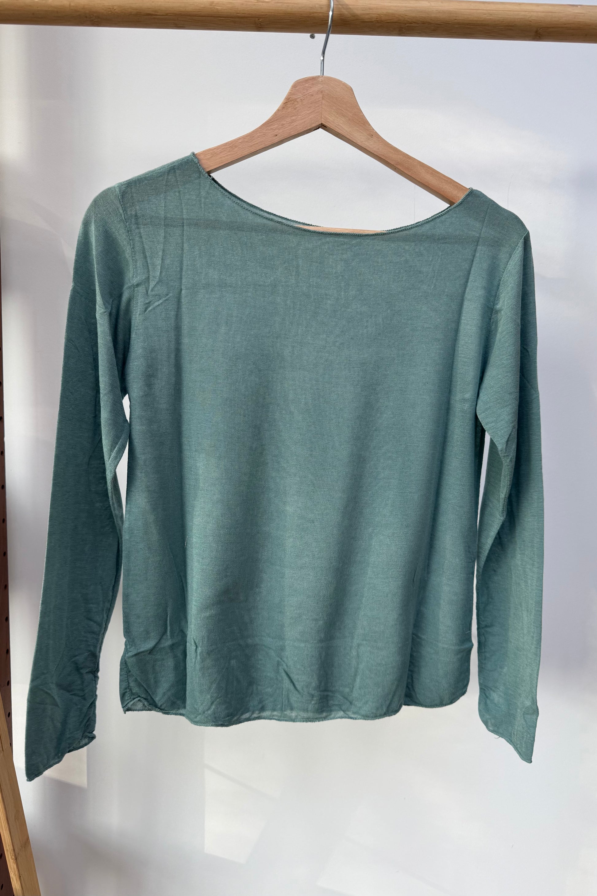Sandra Cashmere Base Layer Wide Neck Top -Teal - Øst London