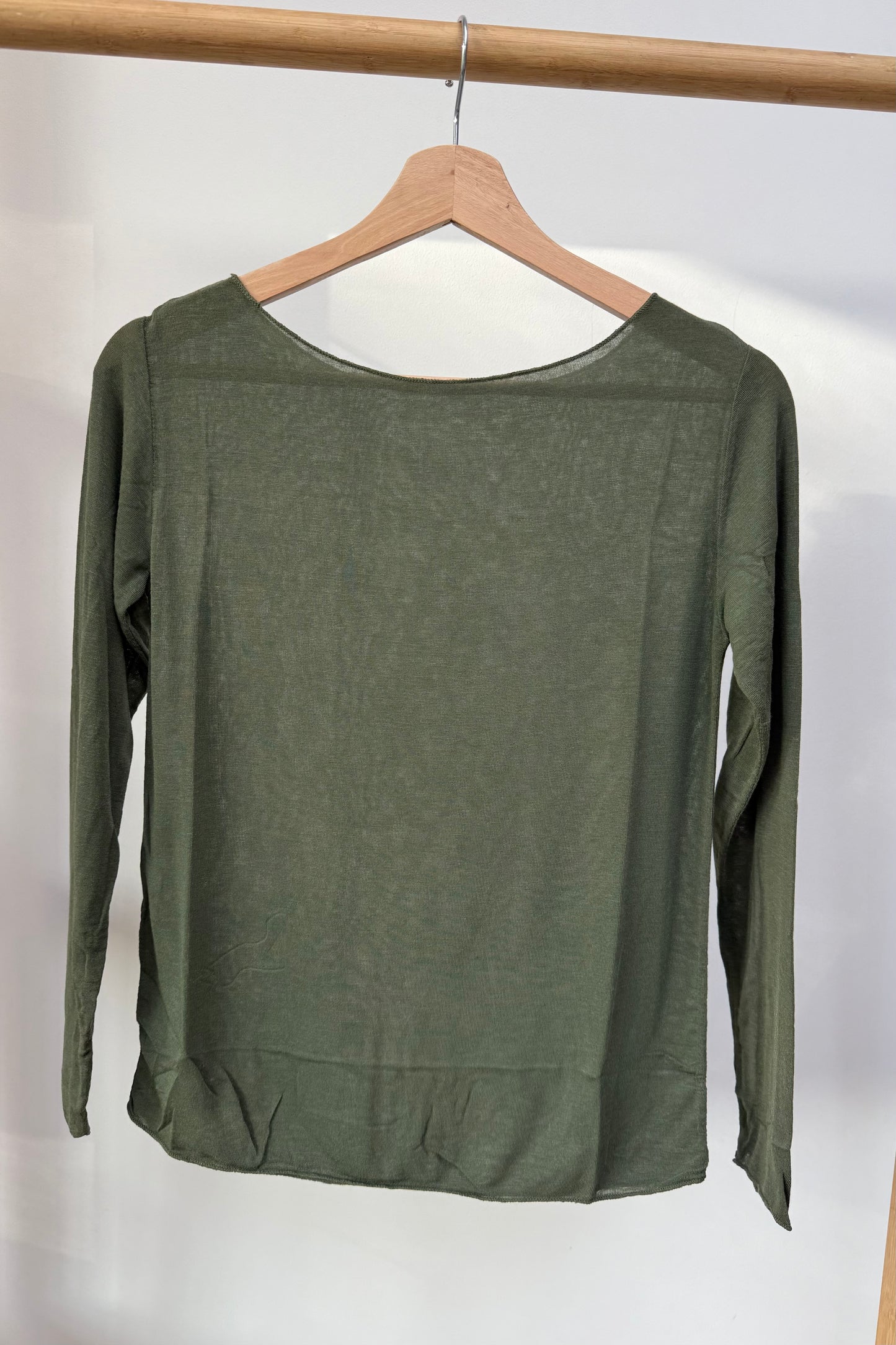 Sandra Cashmere Base Layer Wide Neck Top -Khaki - Øst London