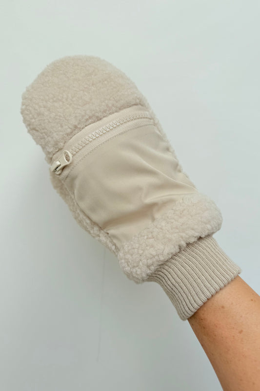 Solvej Teddy Mittens with Zip Picket -Cream
