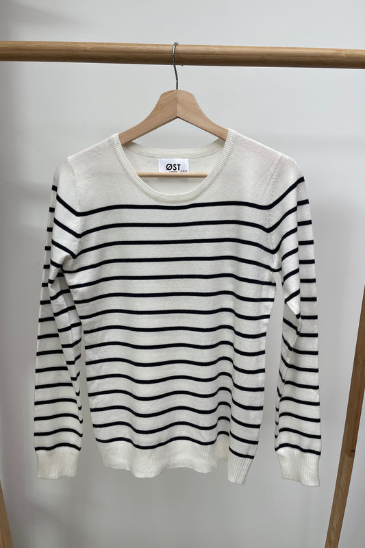 Nynne Crewneck Jumper -White Striped