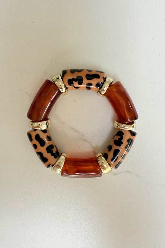 Chunky Leopard Amber Bangel