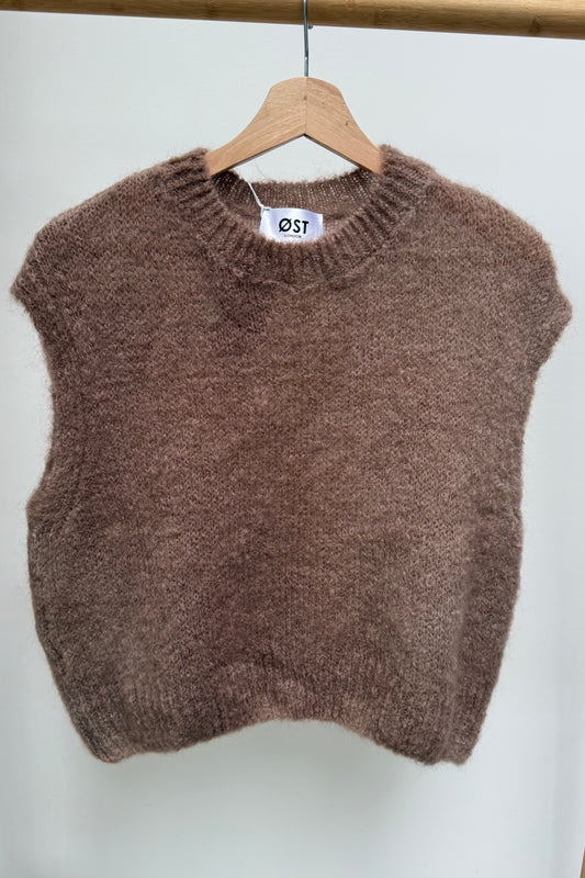 Monika Cropped Mohair Vest -Coffee - Øst London