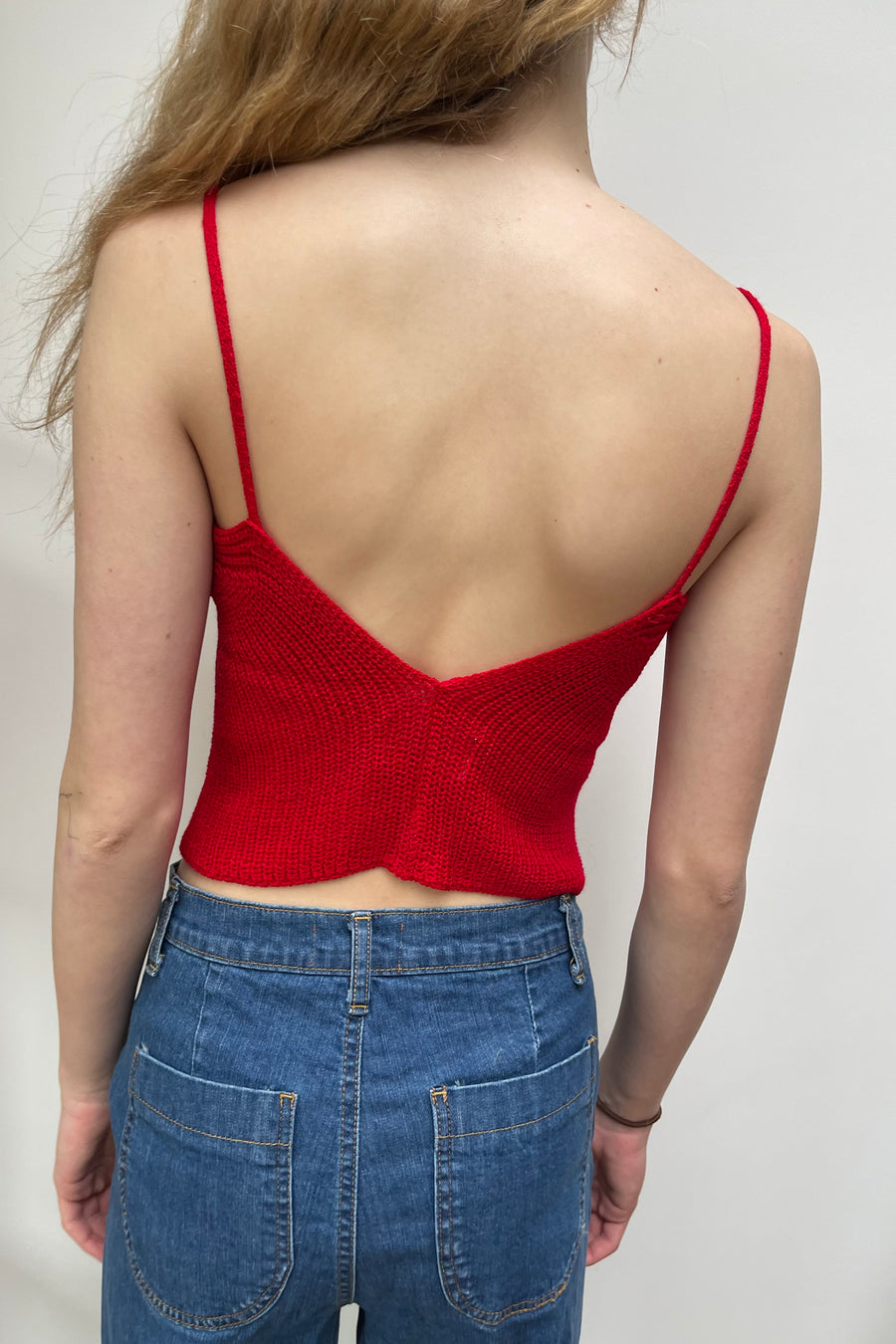 Red knitted strop top