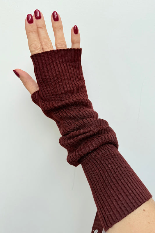 Thyra Long Chasmere Mittens -Bordeaux