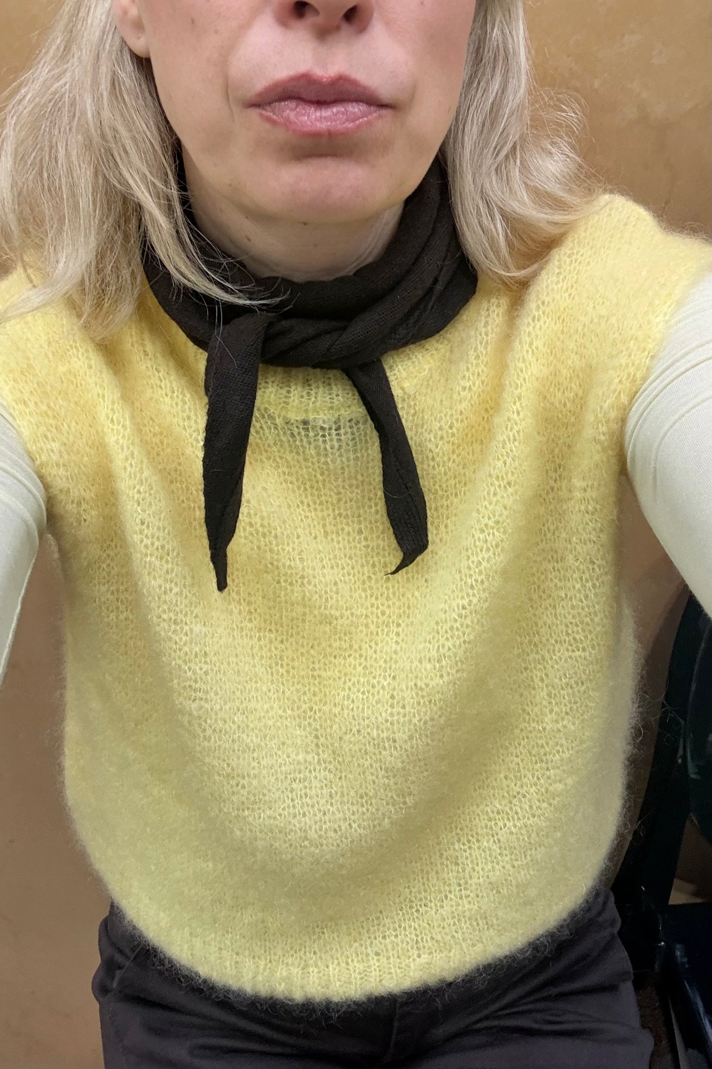 Monika Cropped Mohair Vest -Yellow - Øst London