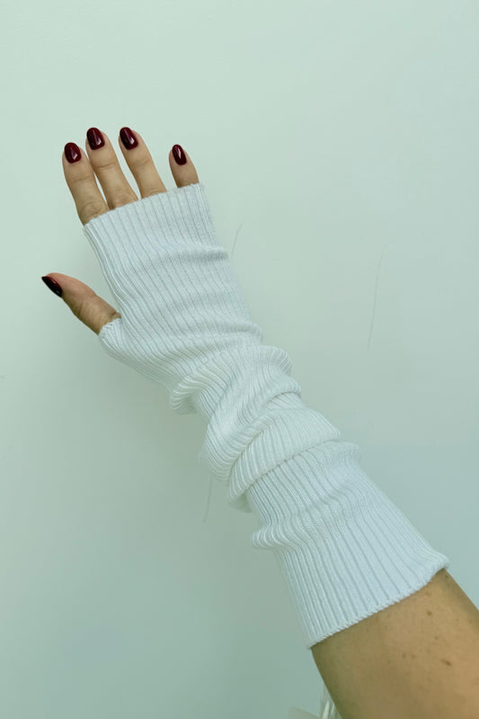 Thyra Long Chasmere Mittens-White