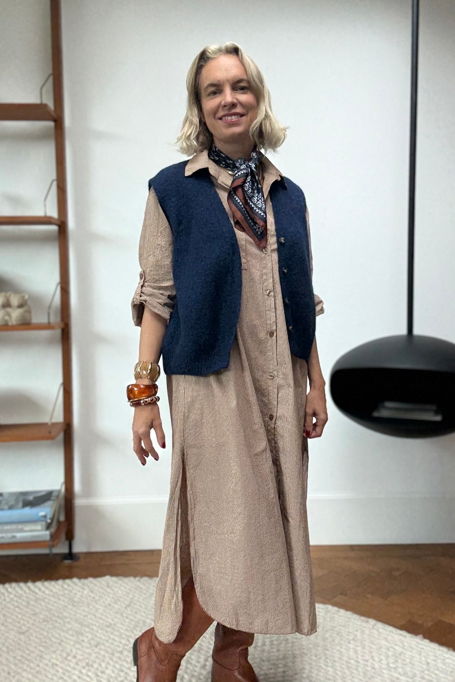 Helene Shirt Dress -Brown