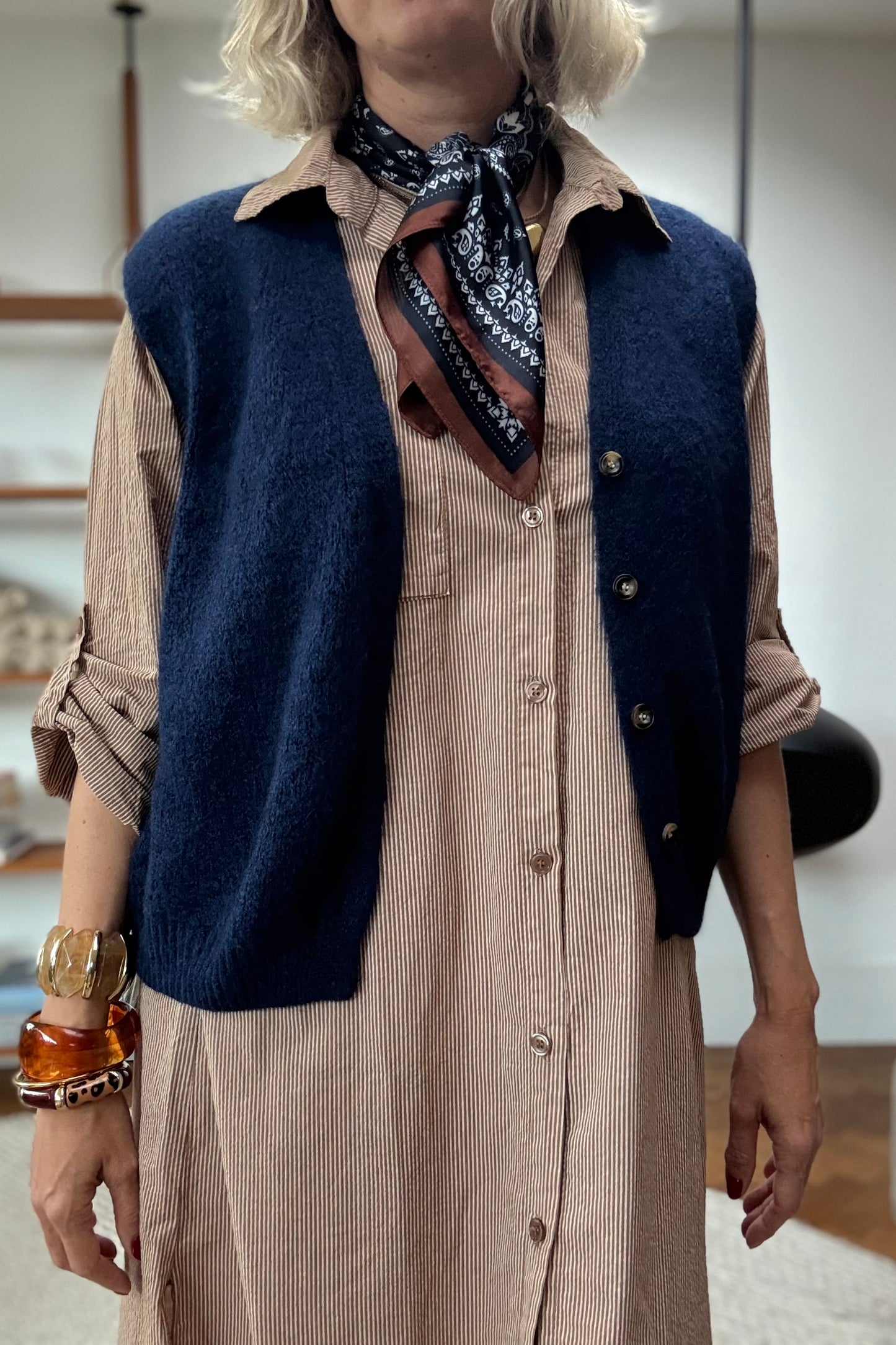 Erika Kid Mohair Vest -Navy