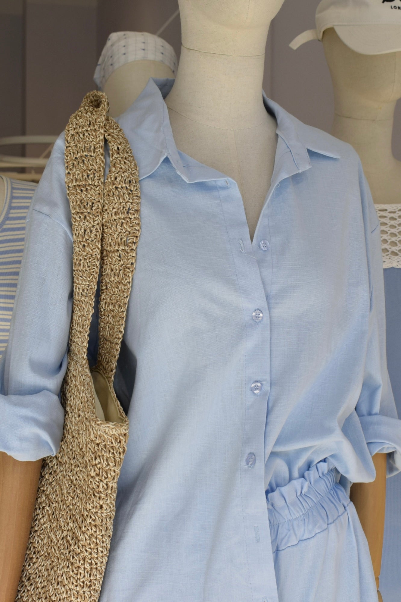 Ladies Cotton summer shirt light Blue