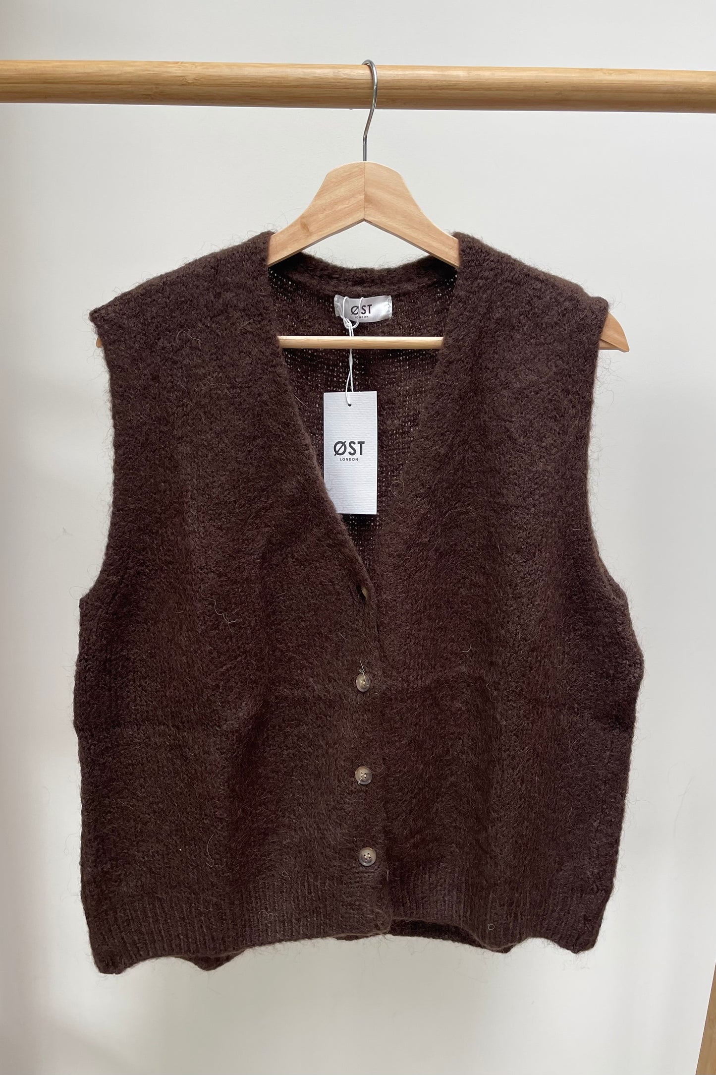 Mohair waistcoat with buttons Brown