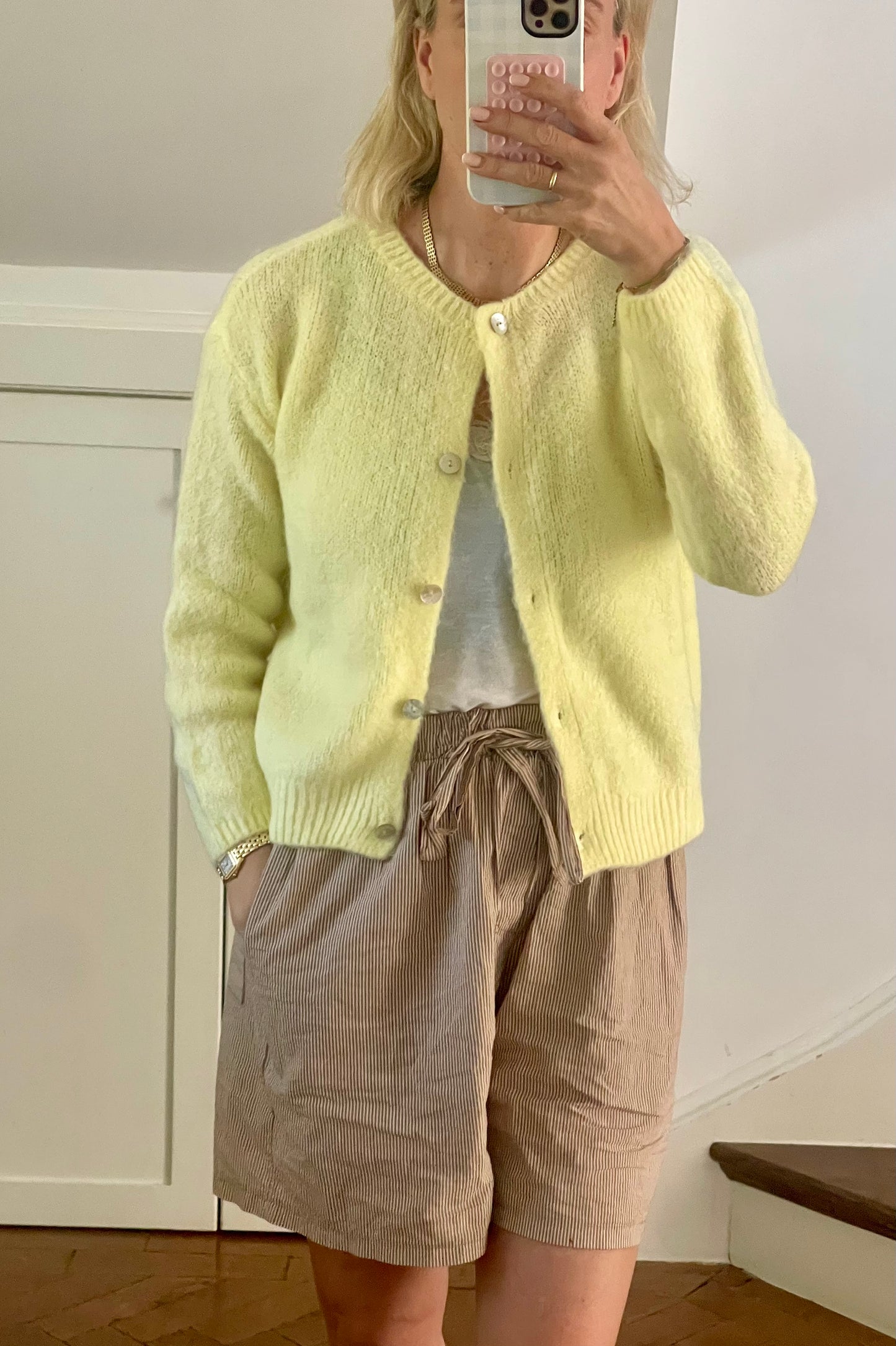 woman mohair cardigan round neck