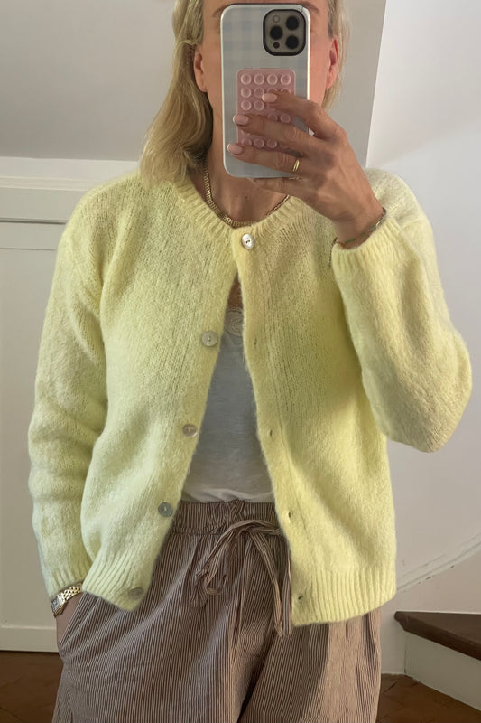 woman mohair cardigan round neck