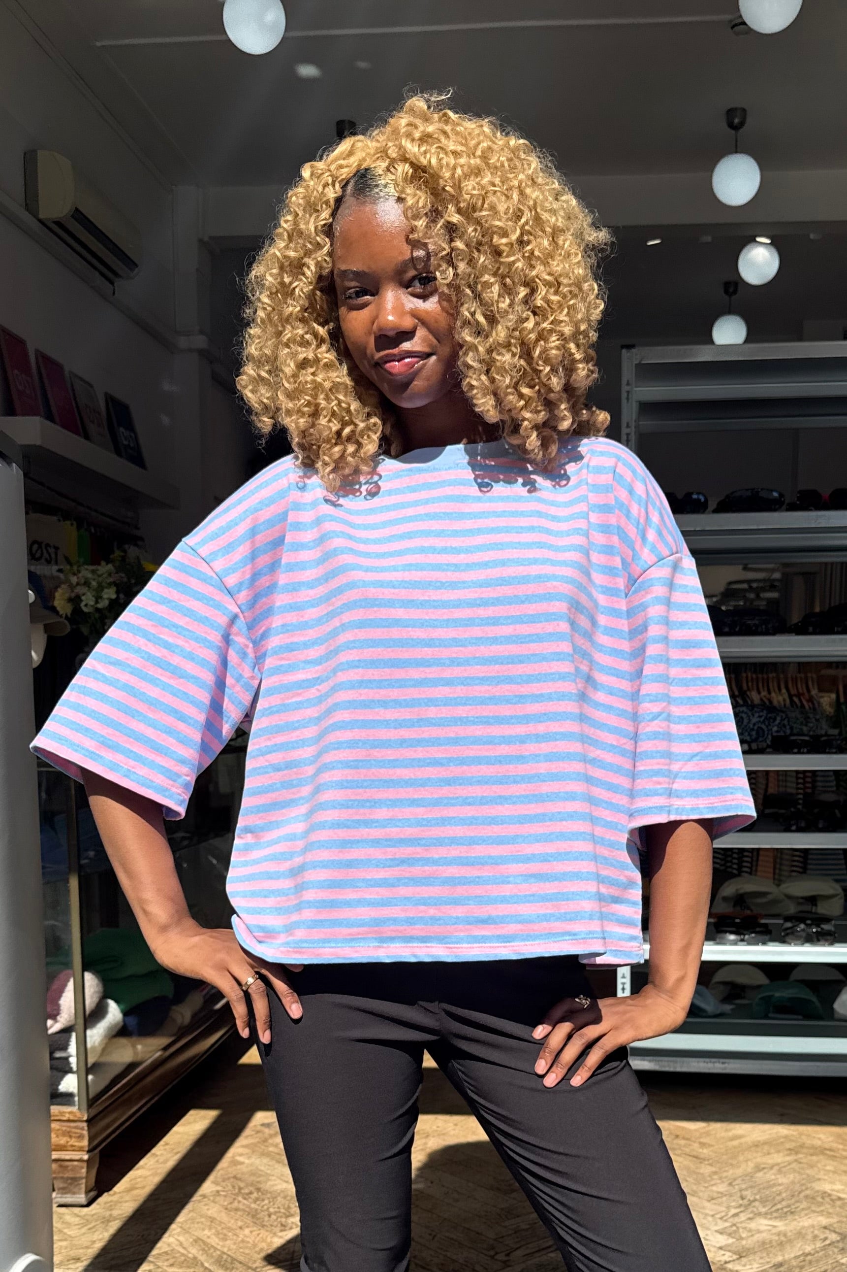 Else Striped Tee -Light Pink/Light Blue - Øst London