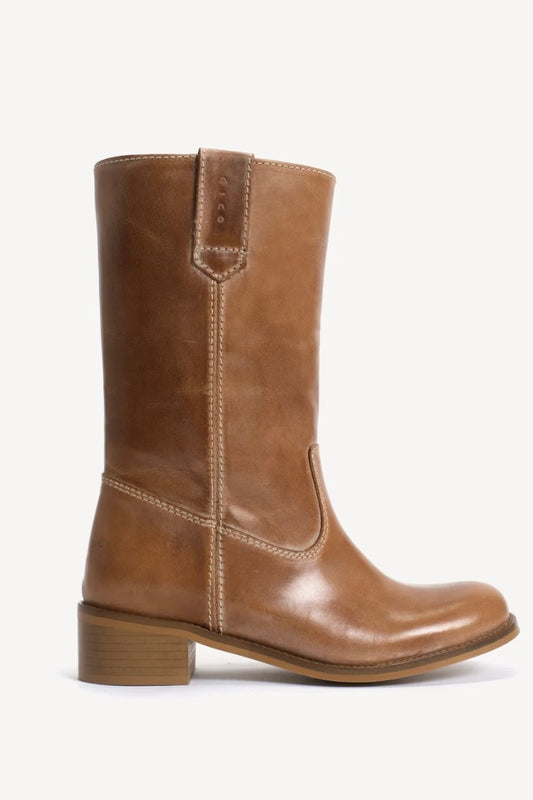 Julia Gaucho Boot in Dark Tan Escovado Leather