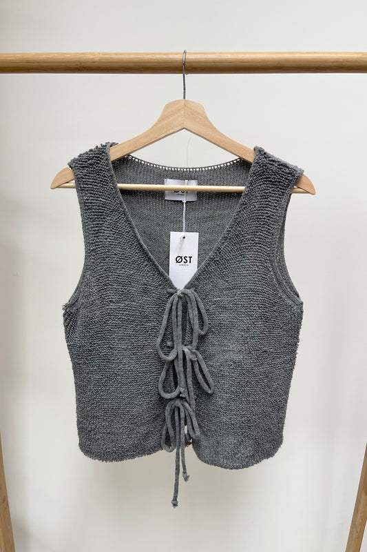 tie bow detail waistcoat Grey