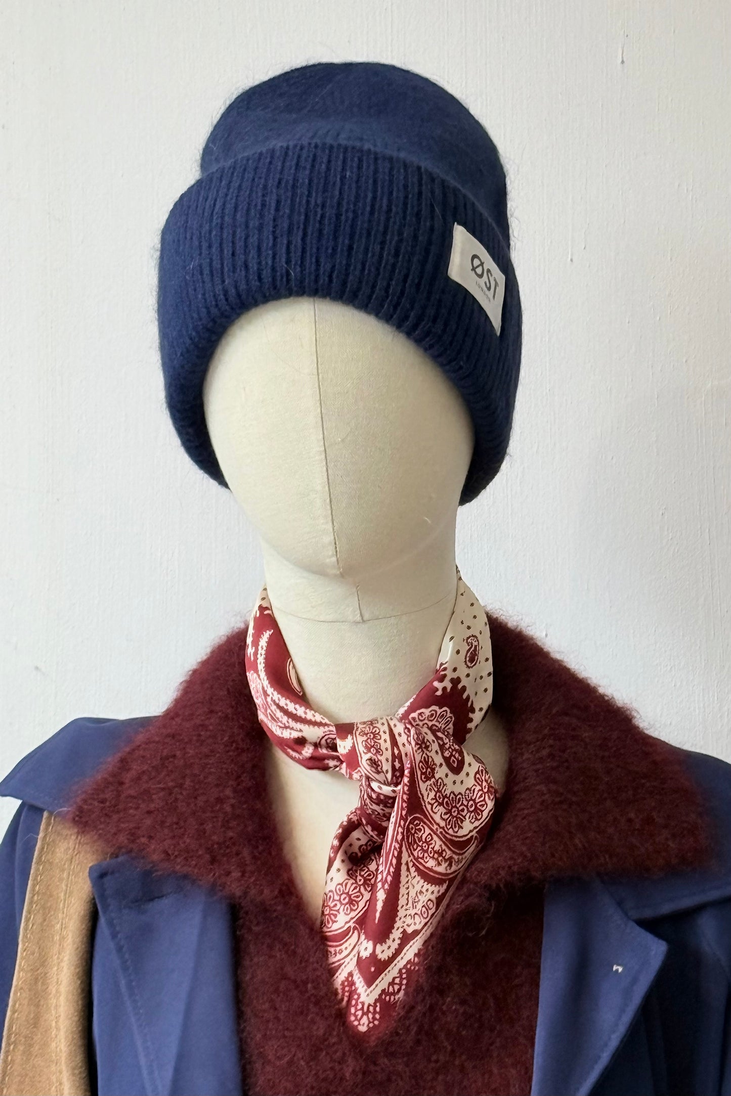 Clara Angora Beanie-Navy